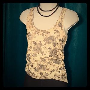 Forever 21 Floral Racer back Tank Top, Ivory